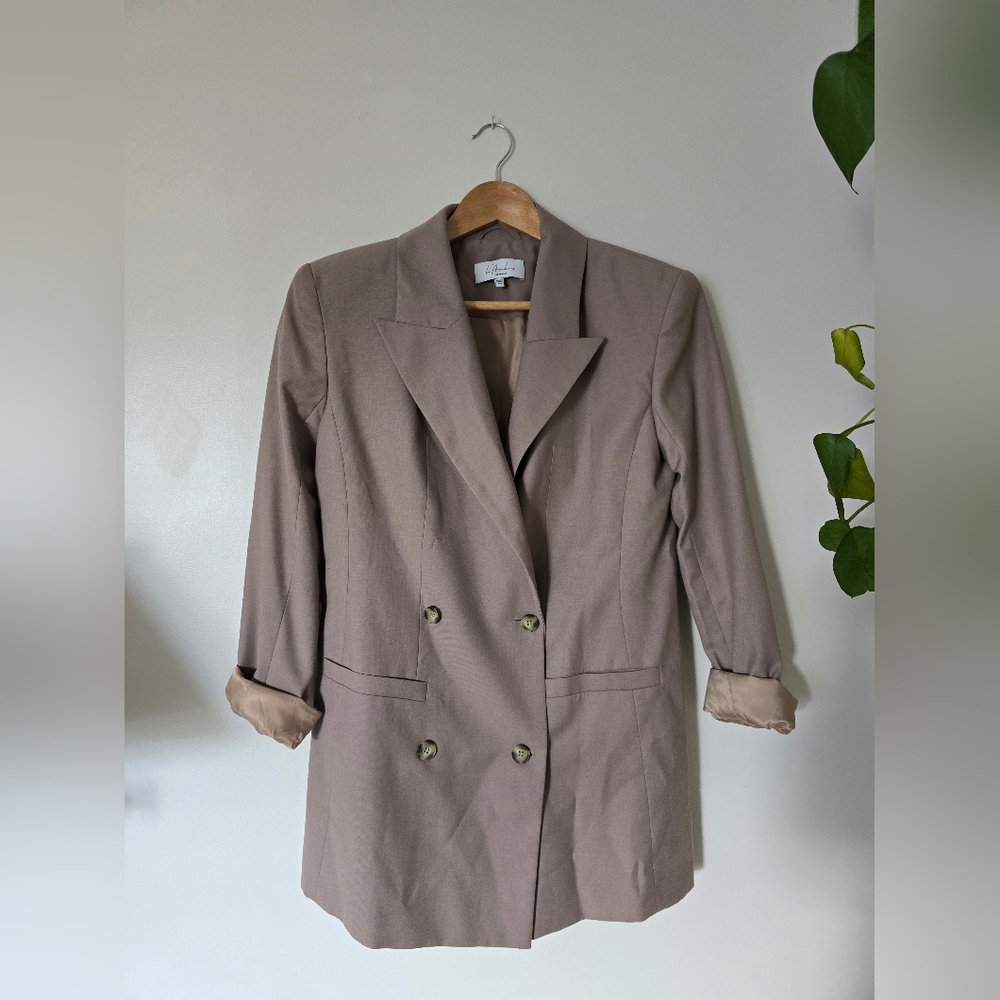 L' Academie Oversized Double Breasted Blazer Jacket XXS Runs Very Oversize